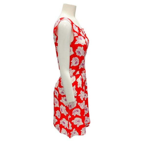 Nina Ricci Red Multi Floral Sleeveless Silk Dress - Picture 2 of 5